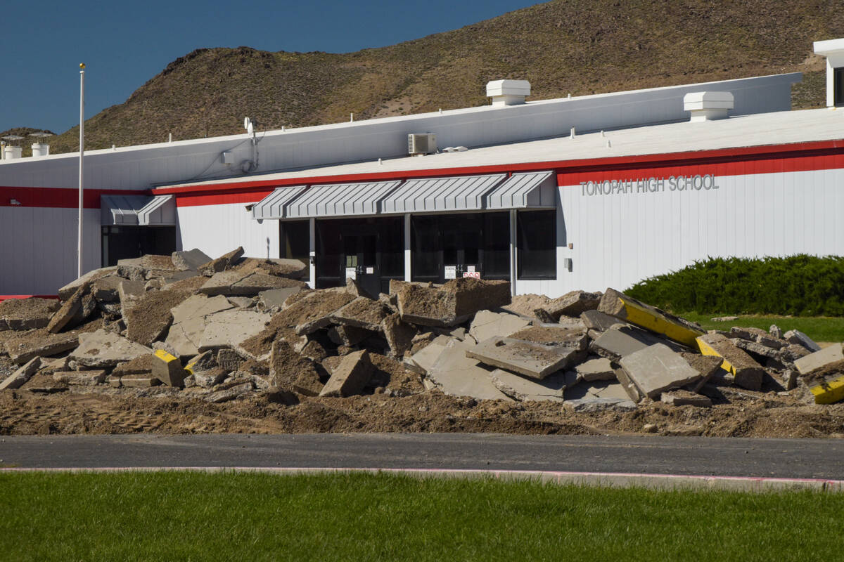 Demolition where the new Tonopah elementary school will be located takes place after the ground ...