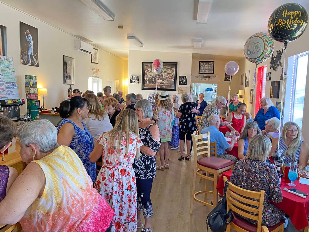 Robin Hebrock/Pahrump Valley Times B.J. Hetrick-Irwin's 99th Birthday Party had Tower Pizza pac ...