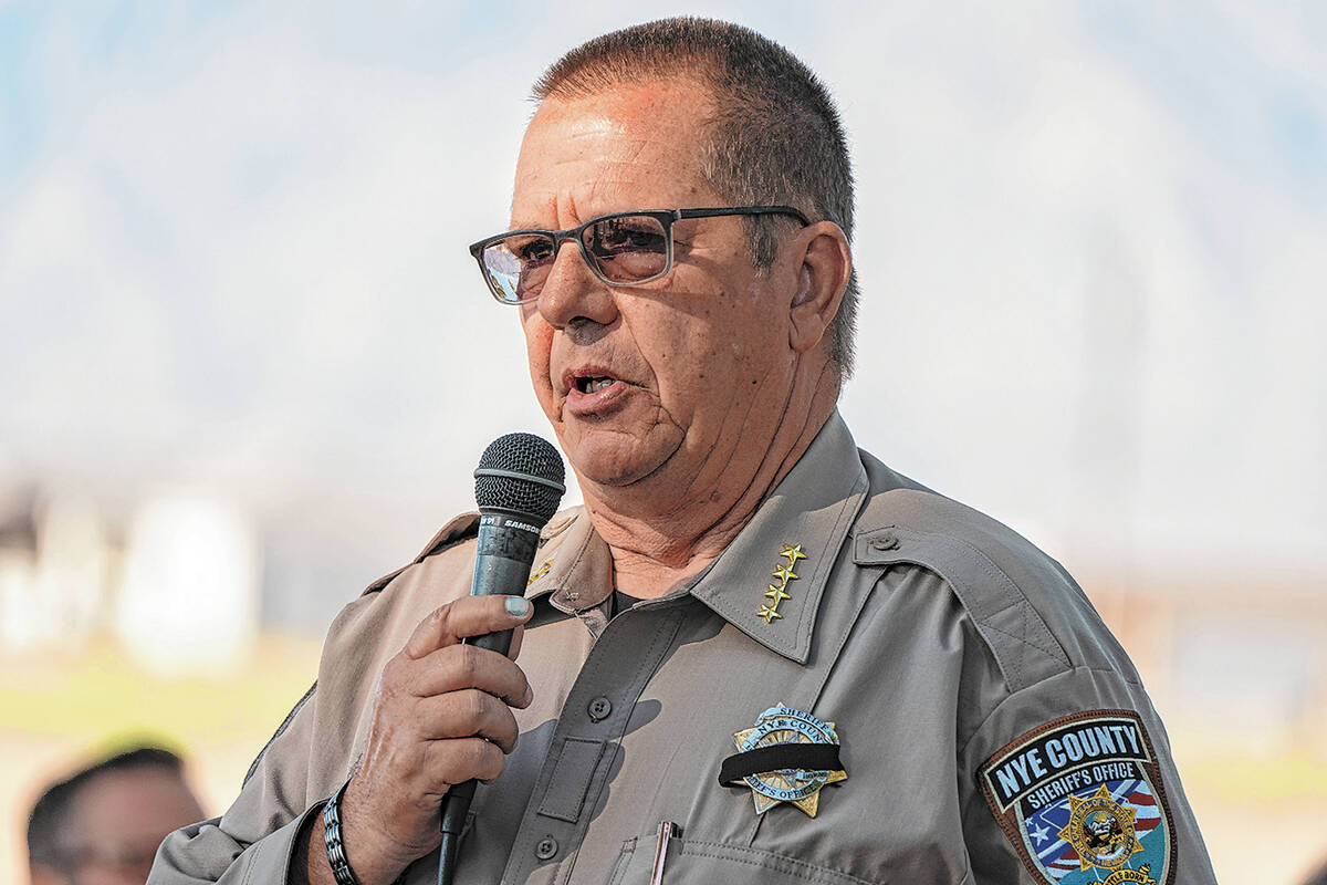 Nye County Sheriff Joe McGill addresses the audience at a 9/11 Memorial Ceremony on Sept. 11, 2 ...