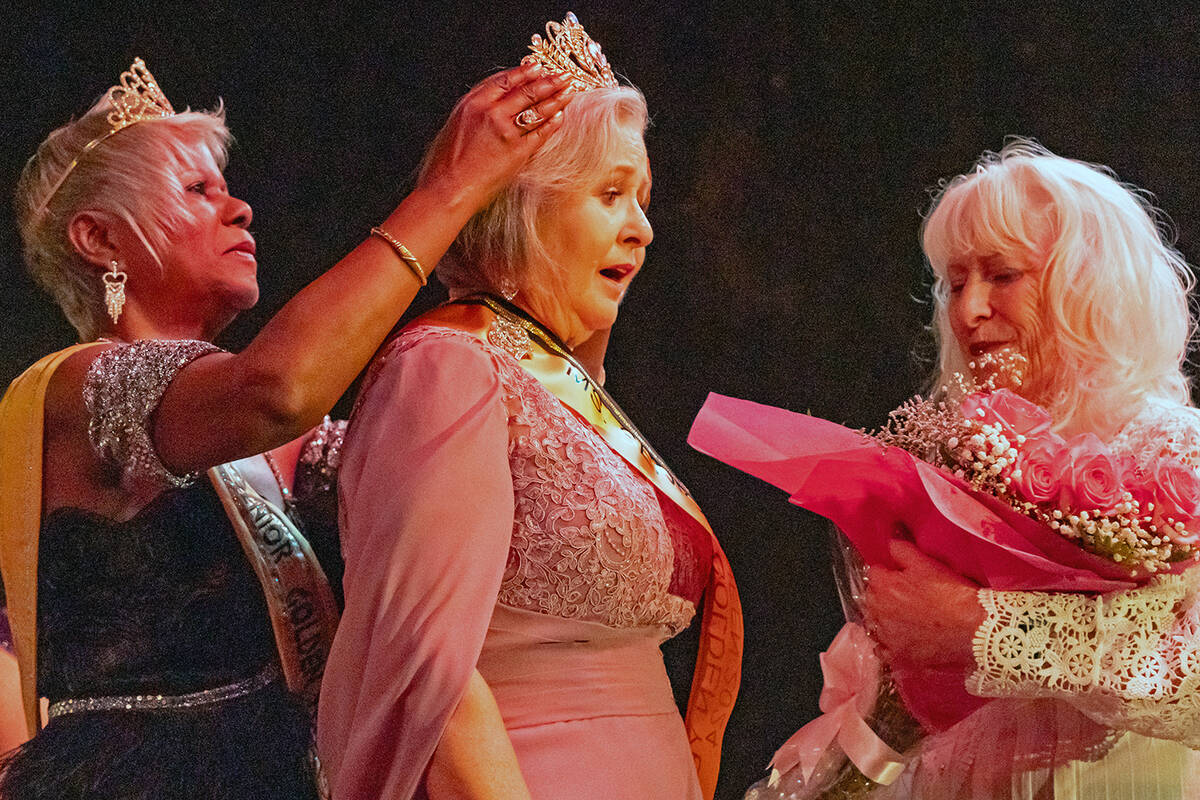 John Clausen/Pahrump Valley Times Debbie Forrest reacts with shock as she is crowned the new Ms ...