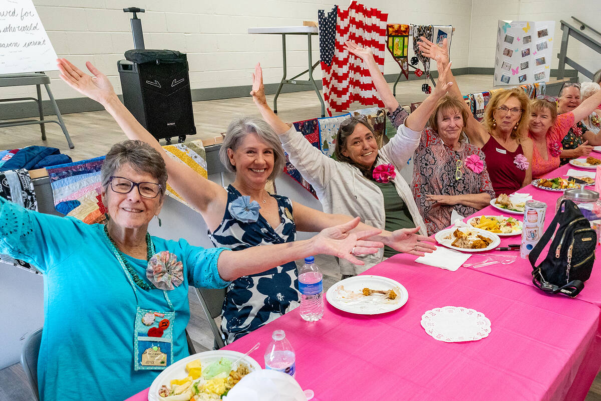 John Clausen/Pahrump Valley Times Members of the Shadow Mountain Quilters are pictured enjoying ...