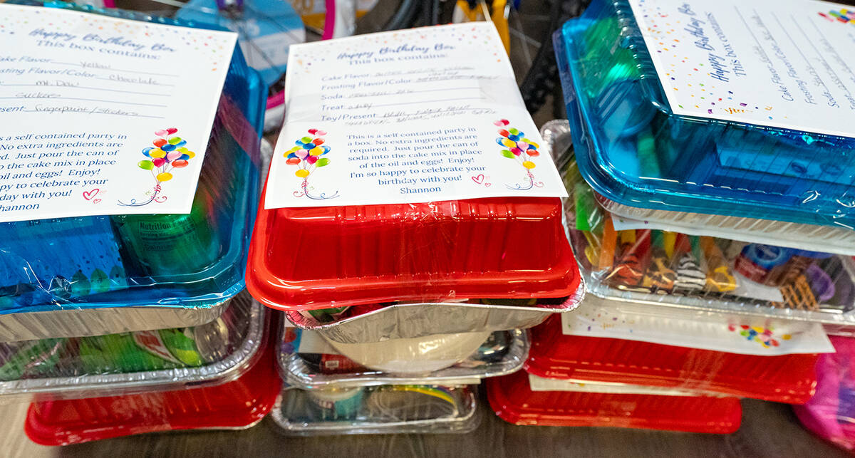 John Clausen/Pahrump Valley Times Stacks of completed Birthday Boxes were made ready as a resul ...