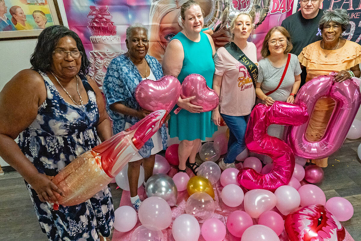 John Clausen/Pahrump Valley Times Shannon Arimura poses with friends at her 50th Birthday Party.