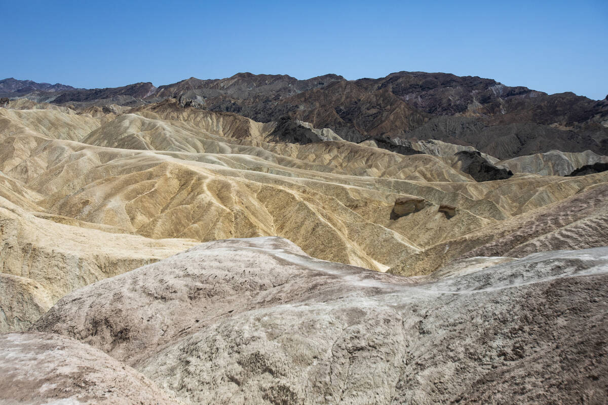 The badlands below Zabriskie Point on Monday, July 8, 2024, in Death Valley National Park, Cali ...