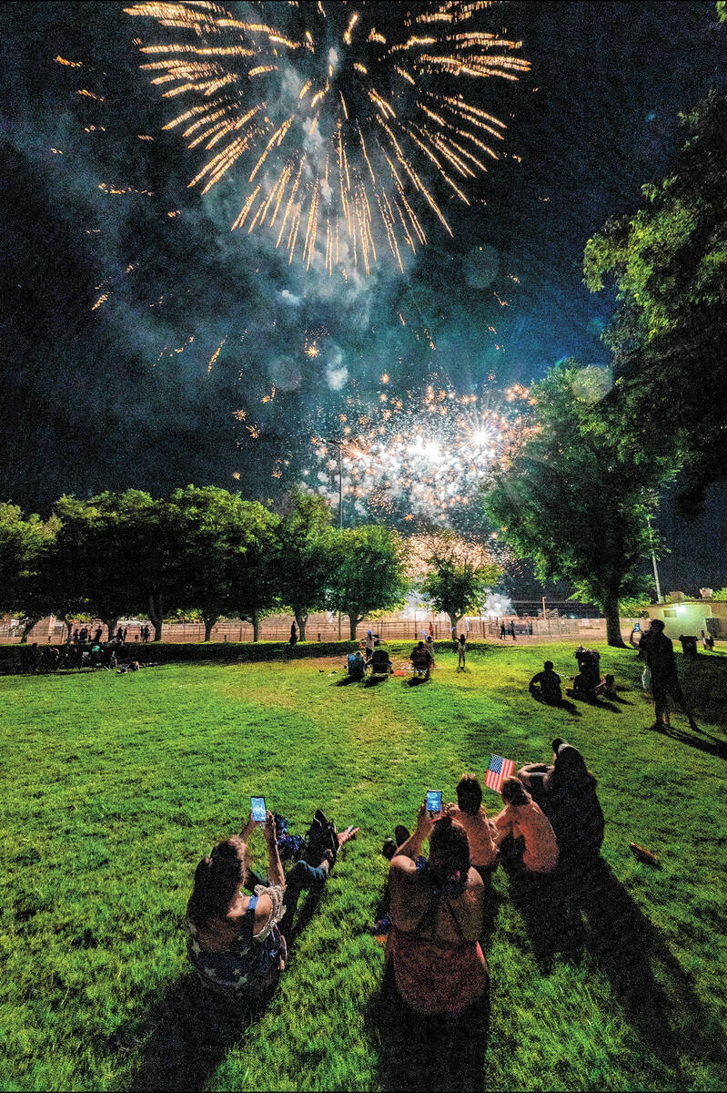 John Clausen/Pahrump Valley Times Fireworks lit up the skies above Petrack Park in ...