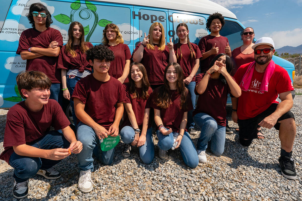 John Clausen/Pahrump Valley Times The 11 teens that took part in building beds for Sleep in Hea ...