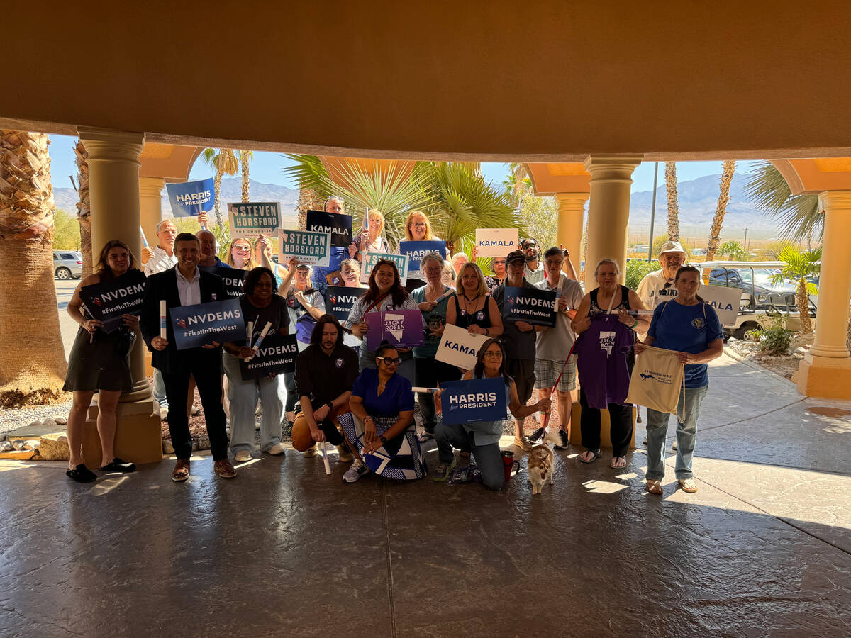 A group of NV Dems and Pahrump residents gathered for the Kitchen Table Tour that will travel a ...