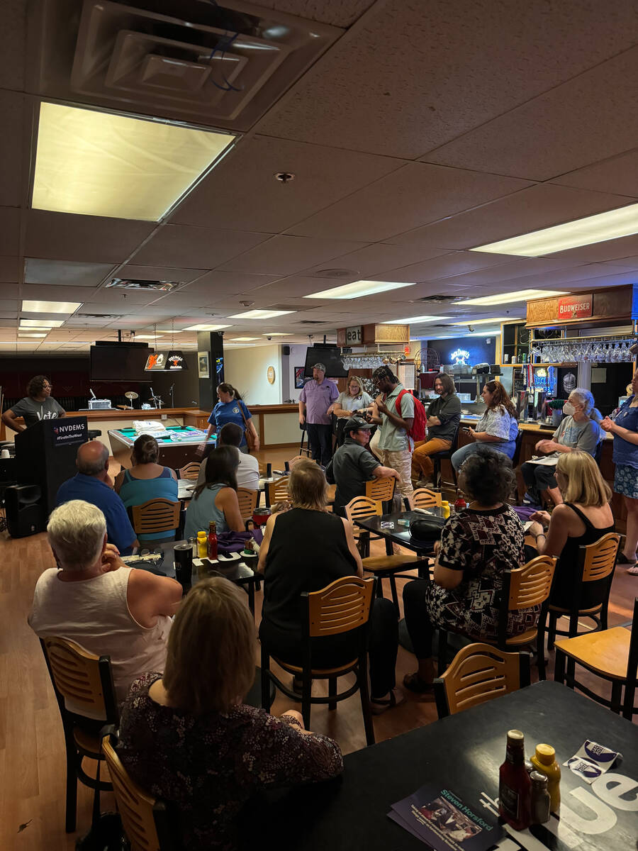 Assemblywoman and Chair of the Nevada Democratic party Daniele Monroe-Moreno speaks to Pahrump ...