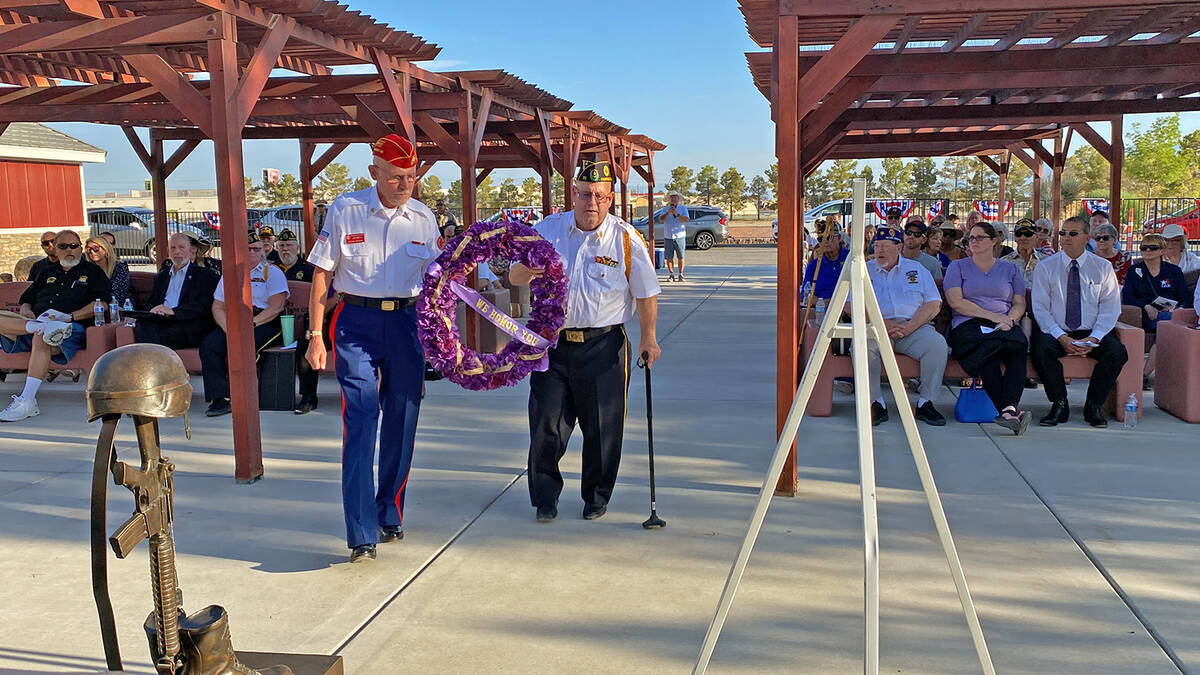 Robin Hebrock/Pahrump Valley Times The Purple Heart Day Wreath Ceremony was conducted by vetera ...