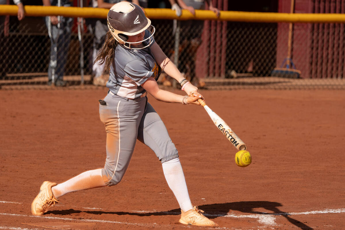 Pahrump Valley’s Catalena Sandoval #2 hits the ball up to Del Sol, where the Trojans de ...