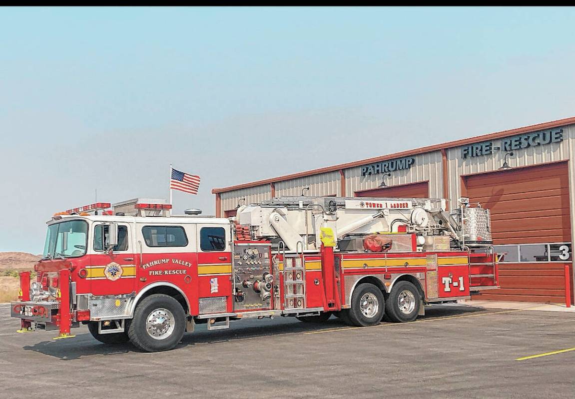 Special to the Pahrump Valley Times This tower ladder vehicle apparatus, whose home is Pahrump, ...