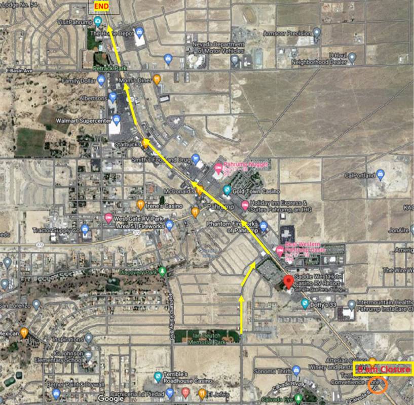 Town of Pahrump The map shows the Fall Festivals parade route along Highway 160 to Petrac ...