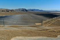 File - MGM’s 100 megawatt Mega Solar Array, located on 640 acres north of Las Vegas, will fur ...