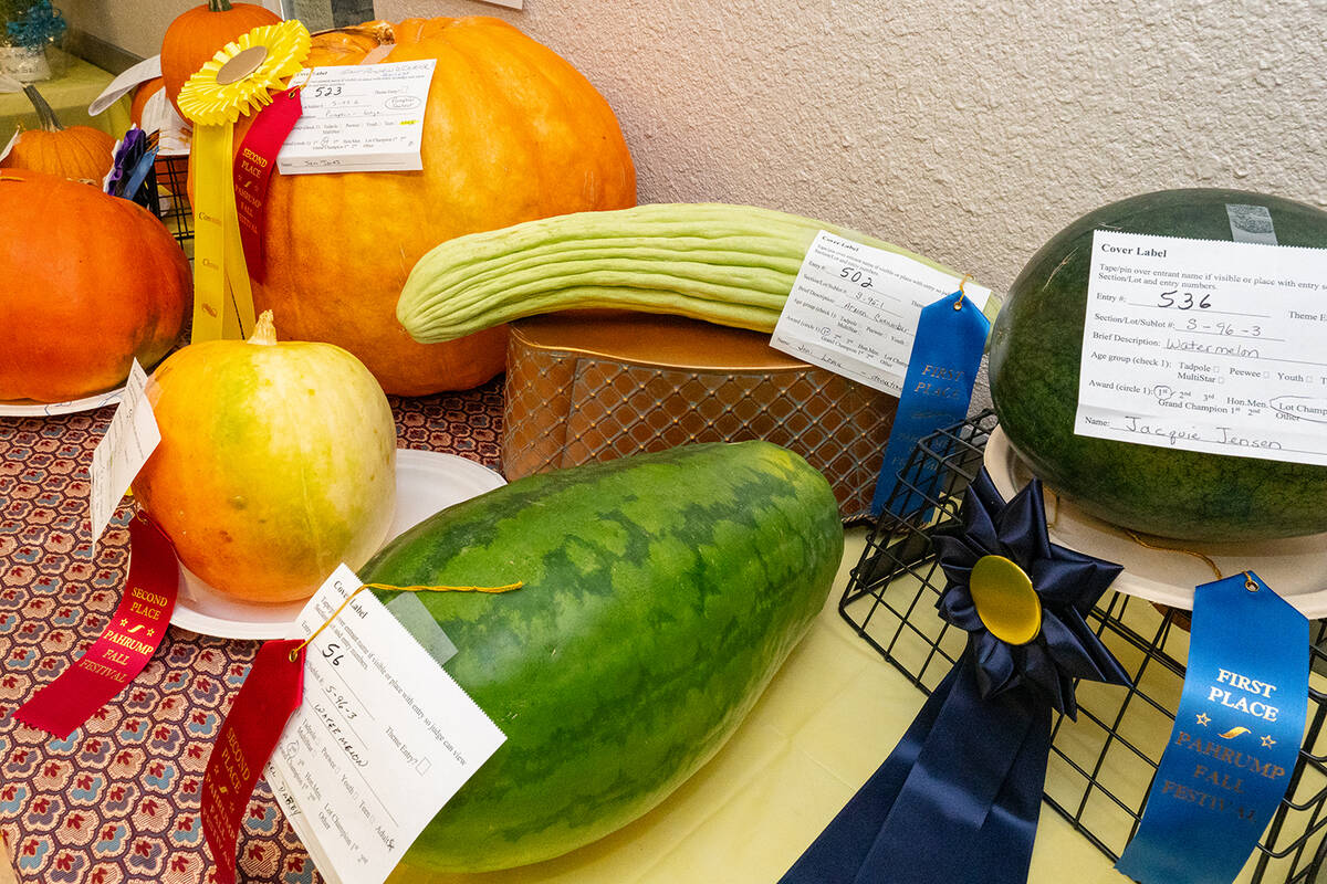 John Clausen/Pahrump Valley Times Prize-winning fruits and veggies were proudly displayed at Fa ...