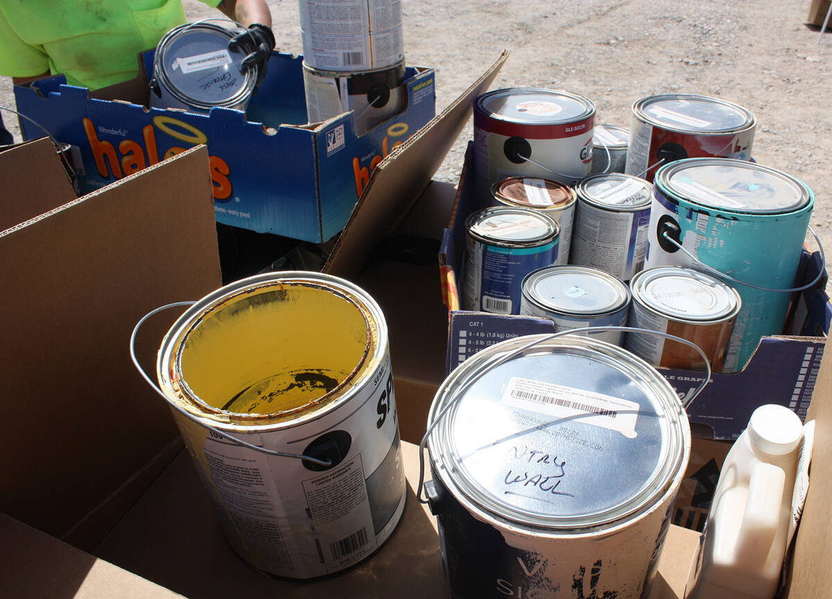 Robin Hebrock/Pahrump Valley Times Items such as old cans of paint, which cannot be disposed of ...