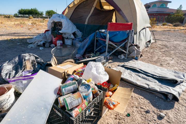 John Clausen/Pahrump Valley Times Homeless encampments have become a growing problem in Nye Cou ...