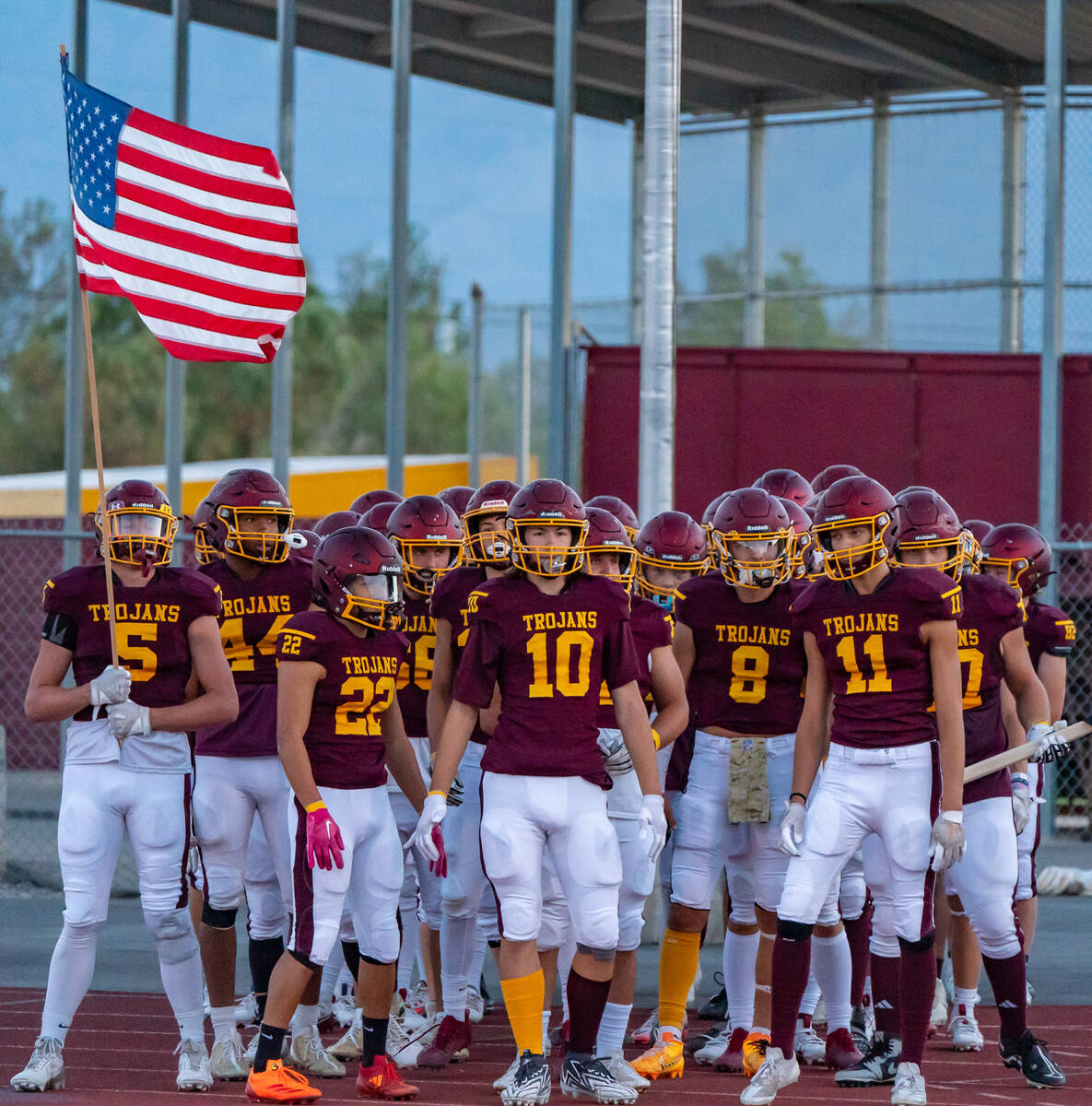 The Pahrump Valley football team lined up to play their first game of the 2024-25 football seas ...