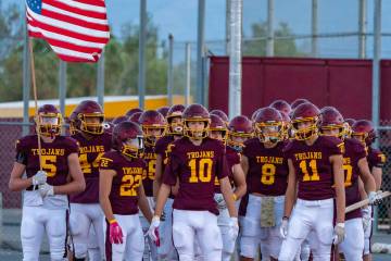 The Pahrump Valley football team lined up to play their first game of the 2024-25 football seas ...