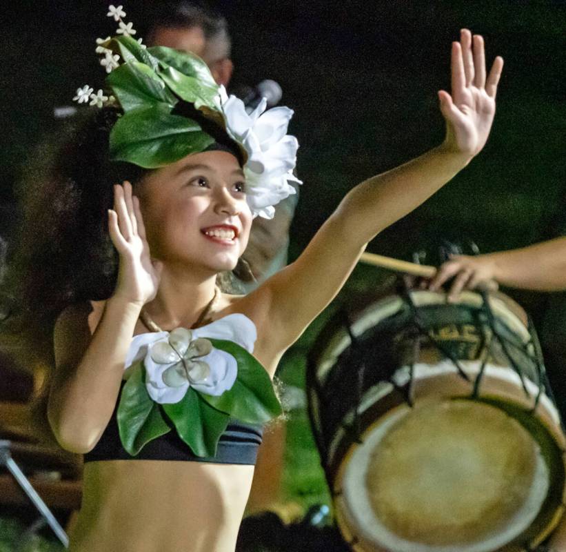 John Clausen/Pahrump Valley Times A young lady with Rau Tama Nui beams with pride as she dances ...