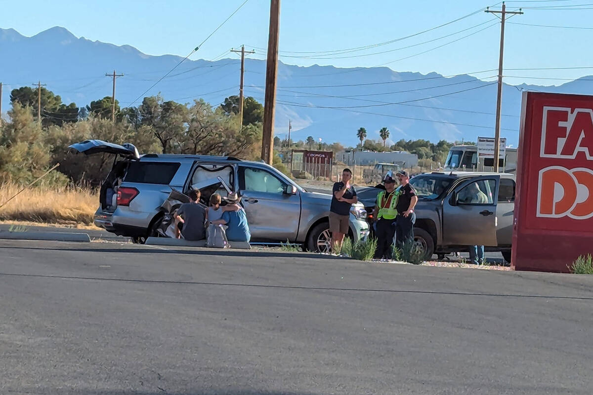 Pahrump emergency crews responded responded to a two-vehicle collision at the intersection of B ...