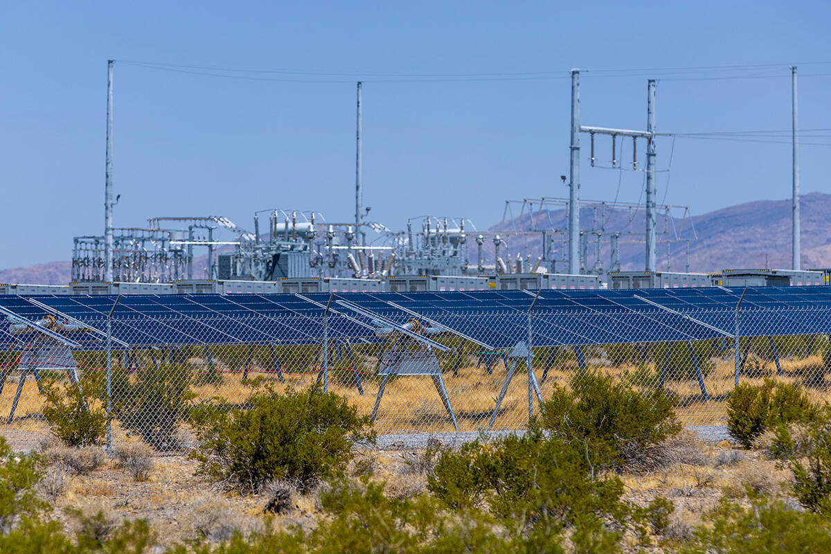 L.E. Baskow/Las Vegas Review-Journal The Yellow Pine Solar Project, shown on July 31, 2024, is ...