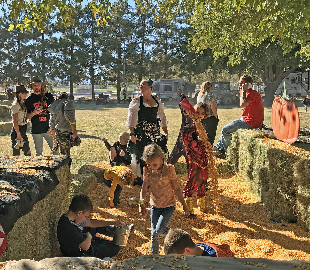 Robin Hebrock/Pahrump Valley Times At a previous event, Pumpkin Days attendees romp in a pit fi ...