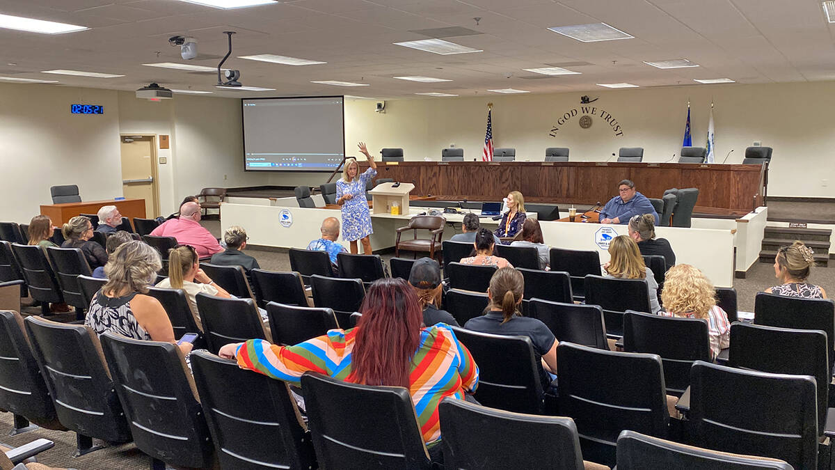 Robin Hebrock/Pahrump Valley Times Around 30 community members gathered for a discussion on the ...