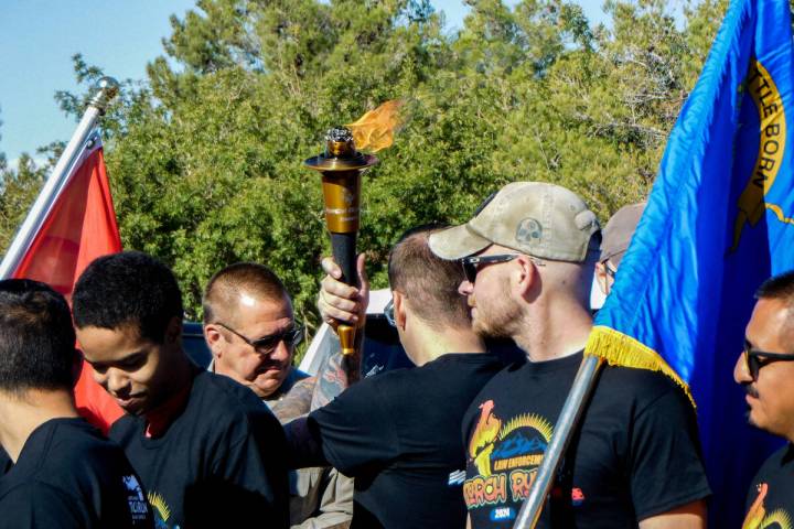 Nye County Sheriff's Office and Special Olympics Nevada athletes gather after the Nye County To ...