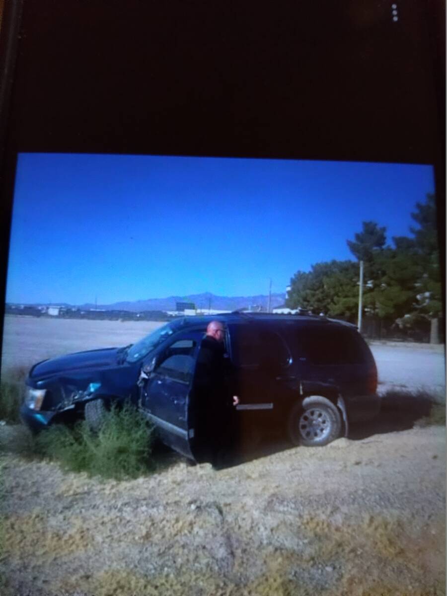 Special to the Pahrump Valley Times The driver of a vehicle was transported to Desert View Hosp ...