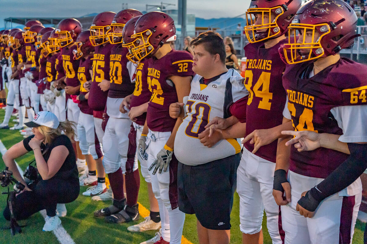 The Pahrump Valley football team lined up to play their first game of the 2024-25 football seas ...