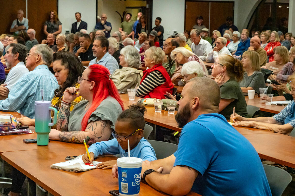 John Clausen/Pahrump Valley Times The Valley Electric Conference Center was packed with residen ...