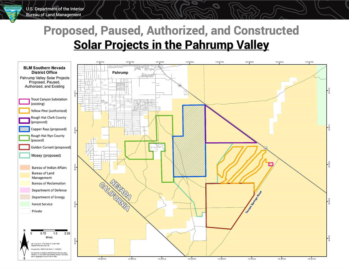 Special to the Pahrump Valley Times Commercial solar developers are aiming to build several mor ...