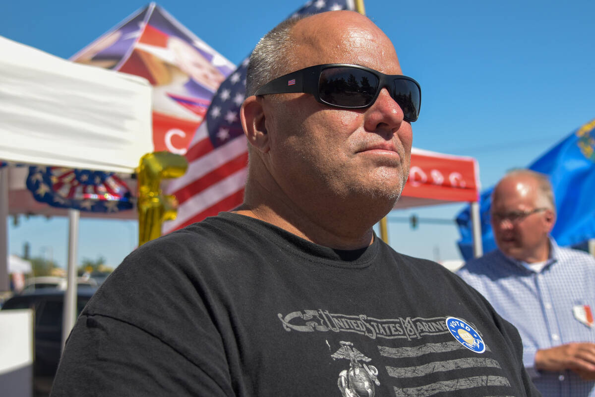 Todd Shatz, retired Marine and recent Pahrump resident from Hawaii cast his vote in the 2024 N ...