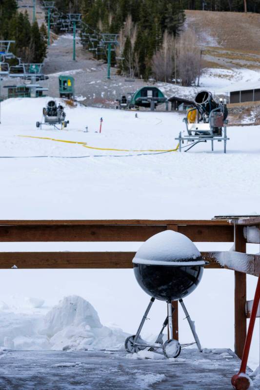 Operations staff are now making snow at Lee Canyon on Thursday, Oct. 31, 2024, on Mount Charles ...