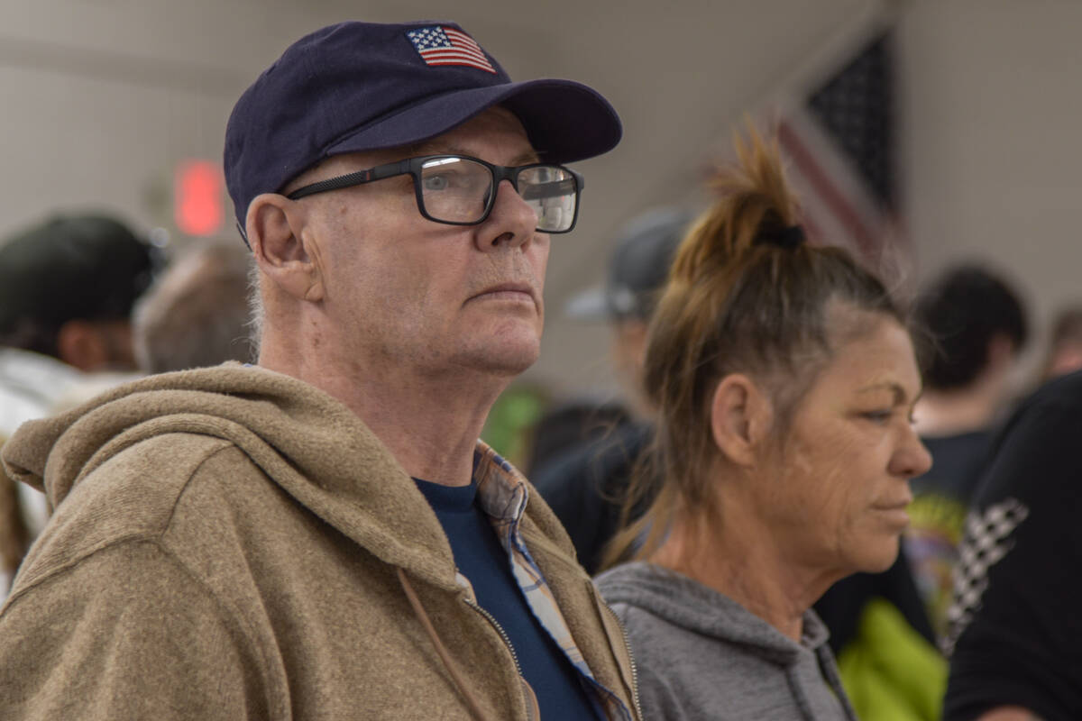 A Nye County resident waits in line to check in to vote at the Bob Ruud Community Center to cas ...