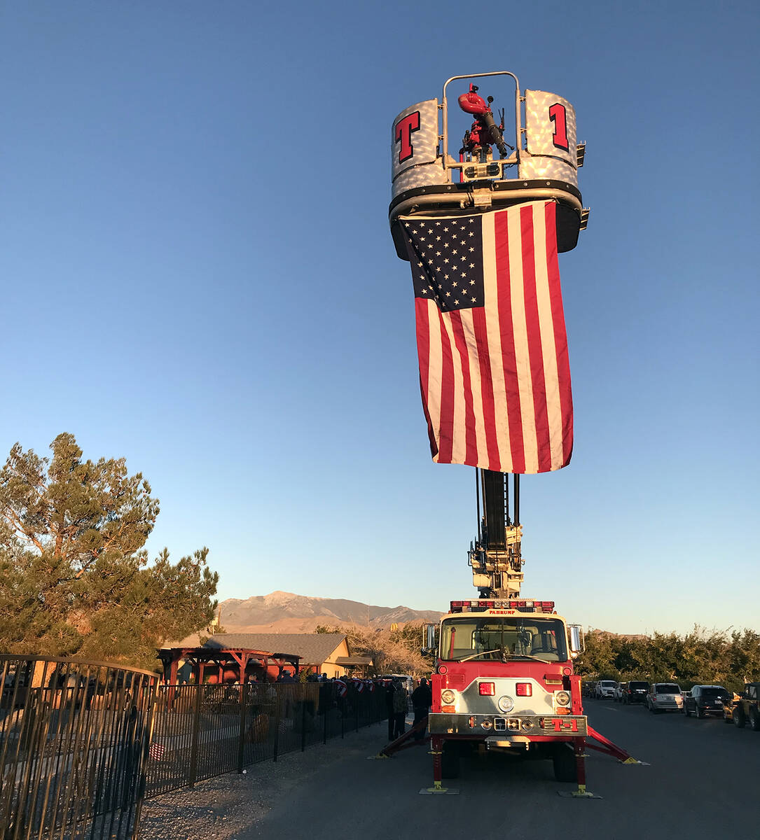 Robin Hebrock/Pahrump Valley Times Pahrump Valley Fire and Rescue proudly displays the American ...