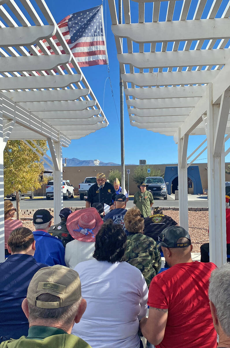 Robin Hebrock/Pahrump Valley Times VFW Post Commander Mark Sansom offered remarks at the post's ...