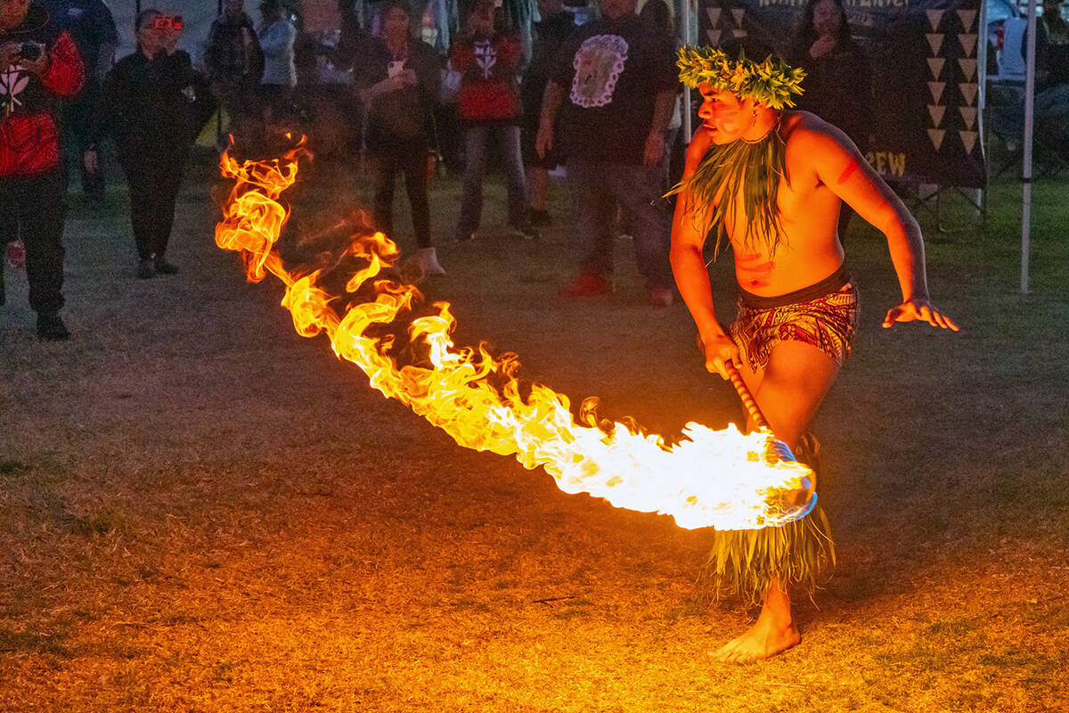 John Clausen/Pahrump Valley Times As the skies grew dark, fire dancers lit up Petrack Park with ...