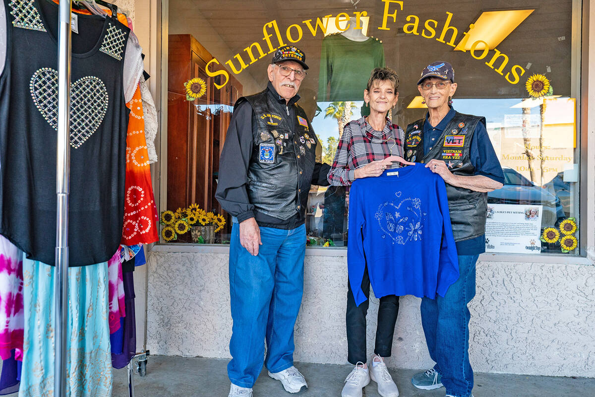 John Clausen/Pahrump Valley Times Sunflower Fashions patron Pam Raneri and her husband Phil hel ...