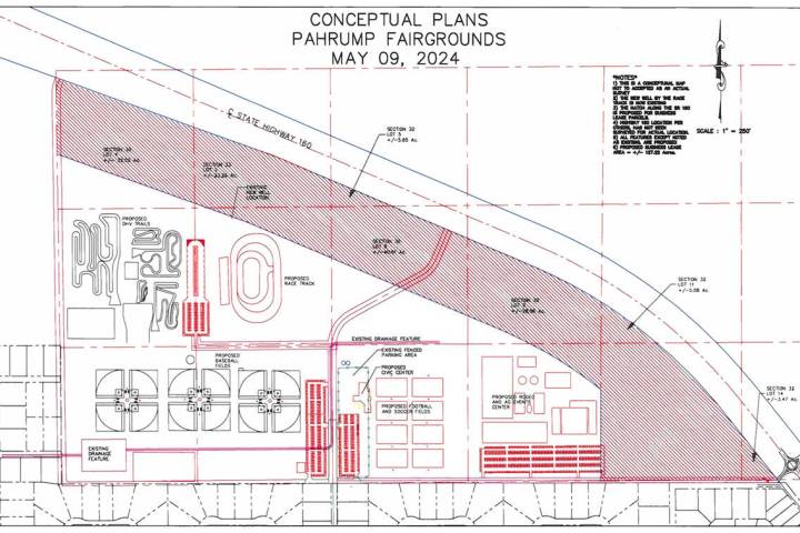 Nye County This conceptual drawing shows the updated Pahrump Fairgrounds layout as of May, whic ...