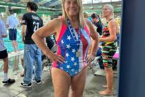 Cathy Behrens poses at the Nevada Senior Games where she received a gold medal in the swimming ...