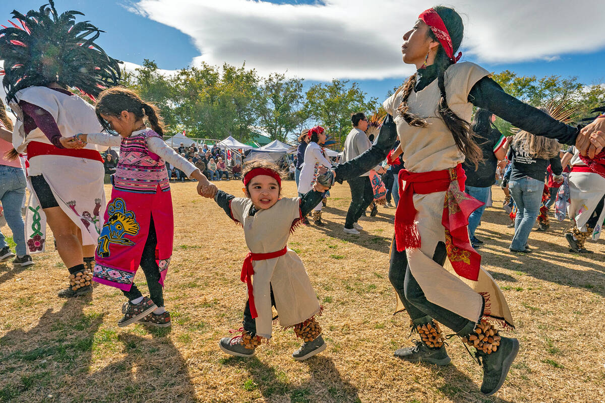 John Clausen/Pahrump Valley Times Native American dancers, from the aged seniors to the chubby- ...