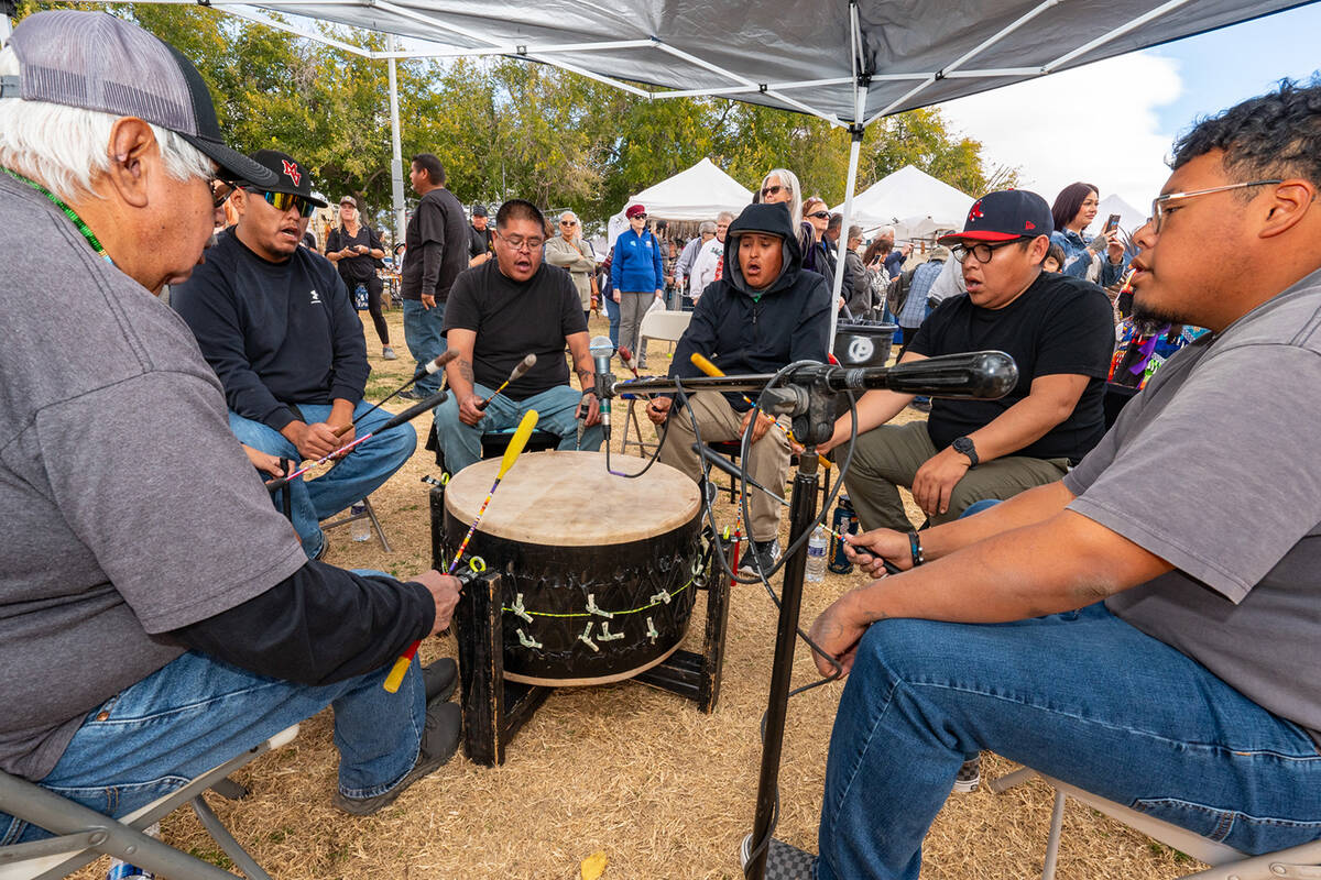 John Clausen/Pahrump Valley Times The Drums are an integral part of any powwow, setting the dee ...