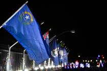 Las Vegas Review-Journal file Nevada’s state flag boasts “Nevada” in gold under the star ...