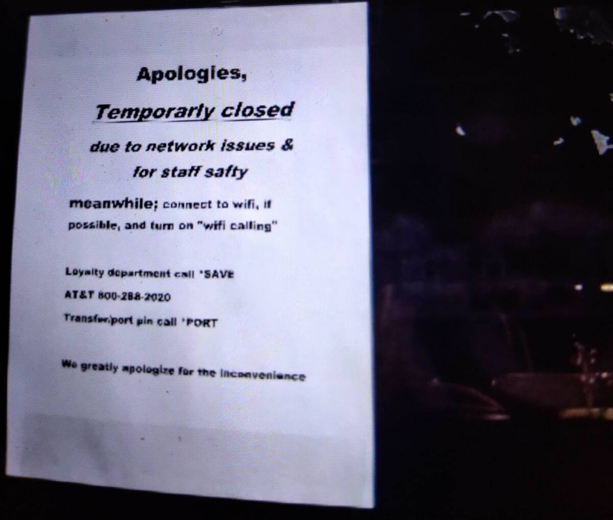 A sign at Pahrump’s AT&T office informs customers that the business will remain closed for th ...