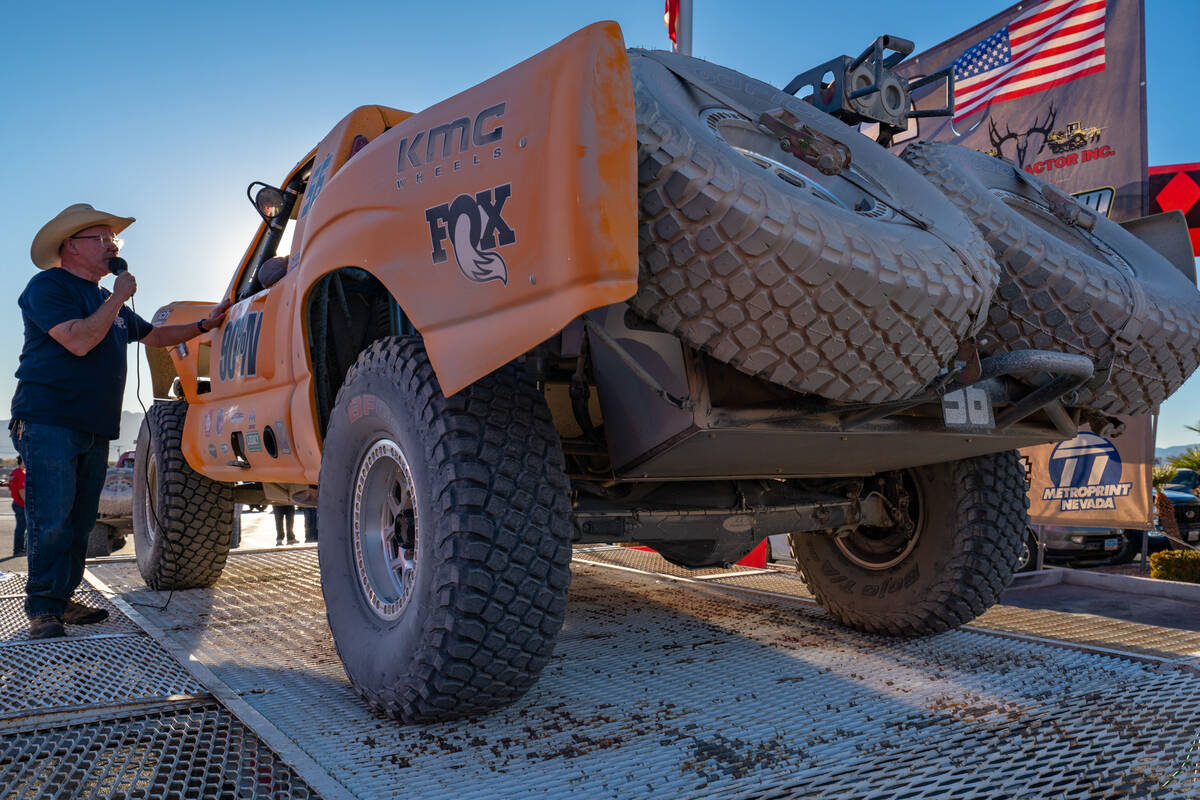 A trophy truck parked in the staging area of the annual Legacy Racing Association Construction ...