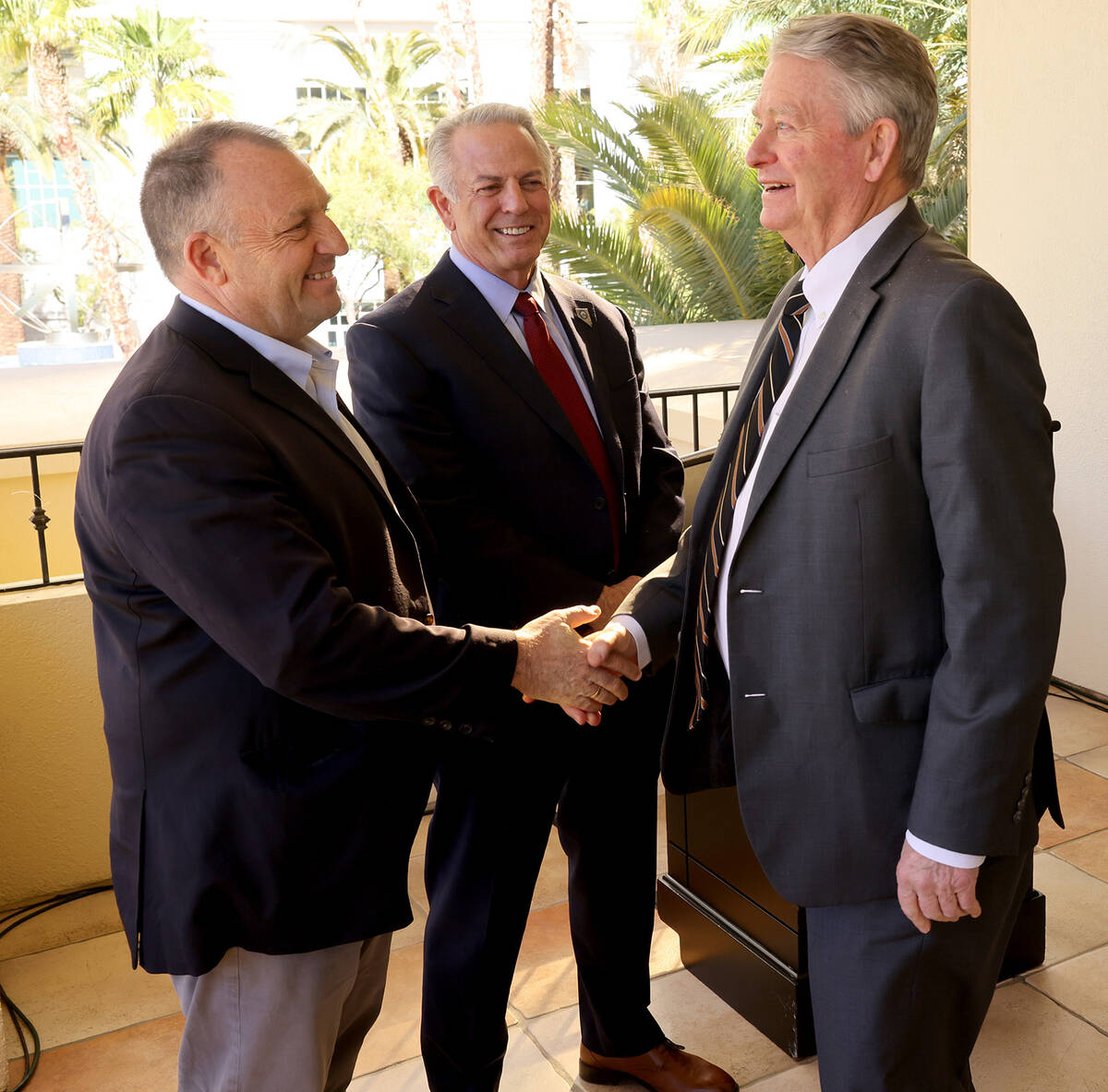 Hawai’i Gov. Josh Green, from left, Nevada Gov. Joe Lombardo and Idaho Gov. Brad Little ...