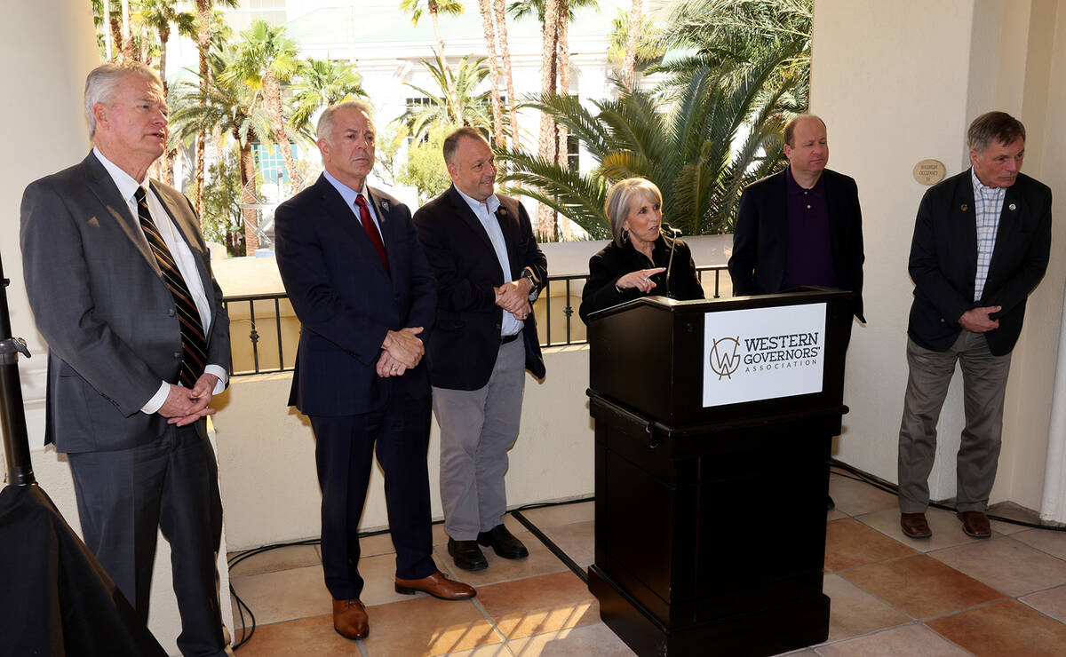 New Mexico Gov. Michelle Lujan Grisham speaks at a press conference during the Western Governor ...