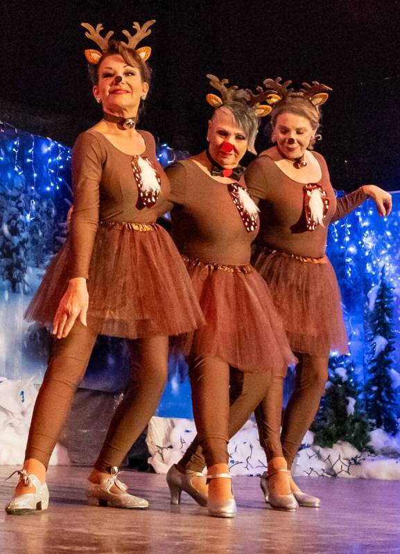 John Clausen/Pahrump Valley Times Prancing reindeer graced the stage at the Silver Tappers Chri ...