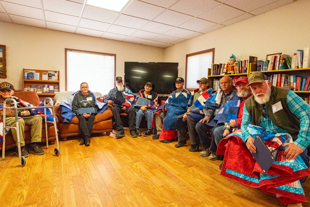 John Clausen/Pahrump Valley Times The most recent Amargosa Valley Quilts of Valor Presentation ...